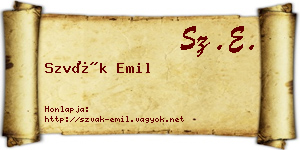 Szvák Emil névjegykártya